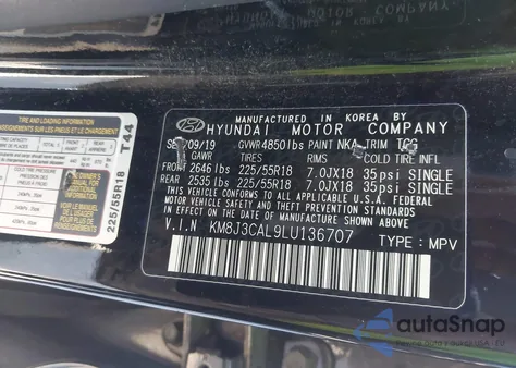 2020 Hyundai Tucson Sel from USA, damaged, VIN KM8J3CAL9LU136707